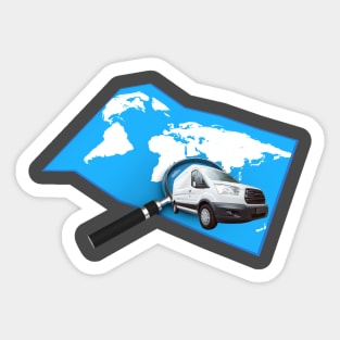 Van Magnifying Glass Sticker